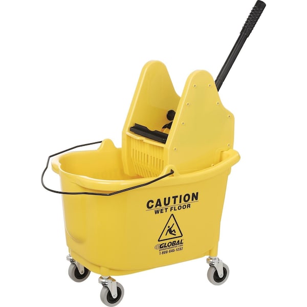 Global Industrial Mop Bucket and Wringer Combination, Yellow, Plastic 260595 - main